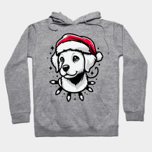 Adorable Dog Christmas Lights Santa Hat Hoodie